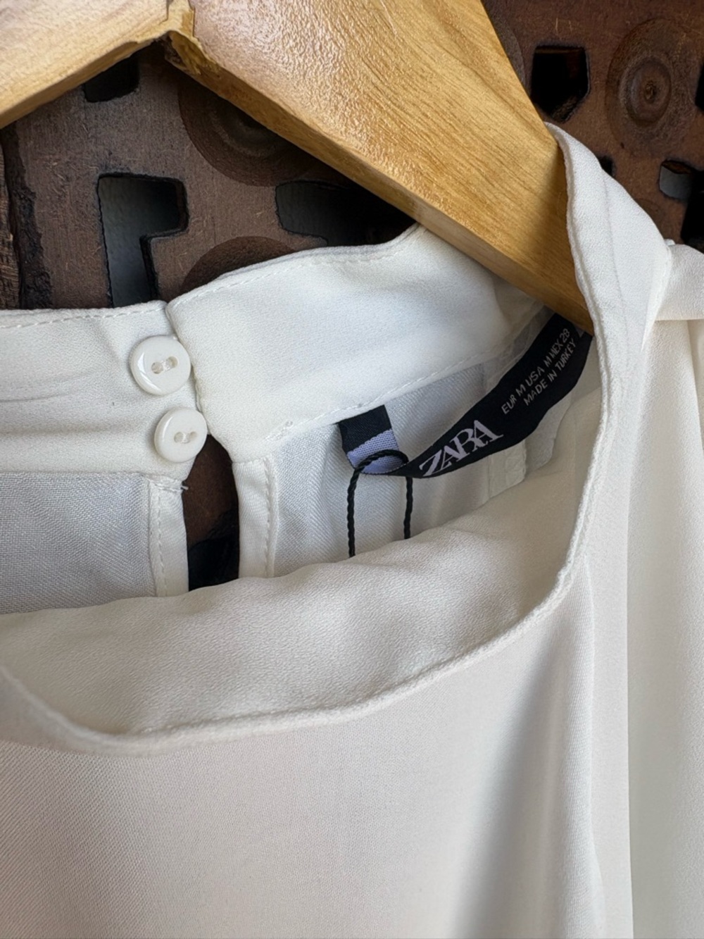 NWT ZARA Cropped Cream Satin Blouse - Picture 8 of 9